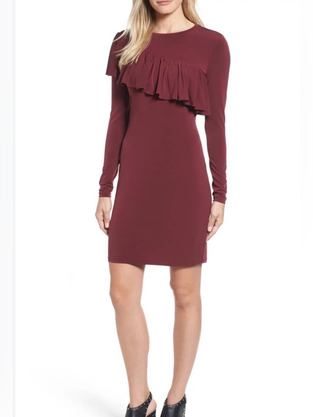 Michael Kors Burgundy Dress with Gold Logo Plate Size XL NWT